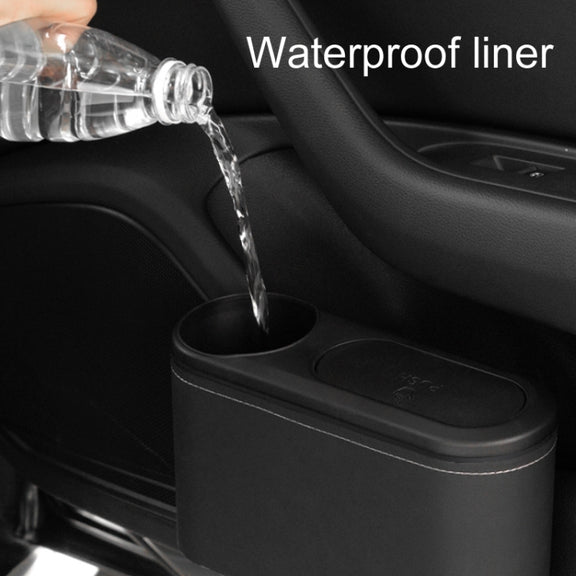 Car Seat Water Cup Holder Umbrella Storage Box Trash Can, Color: Black Leather