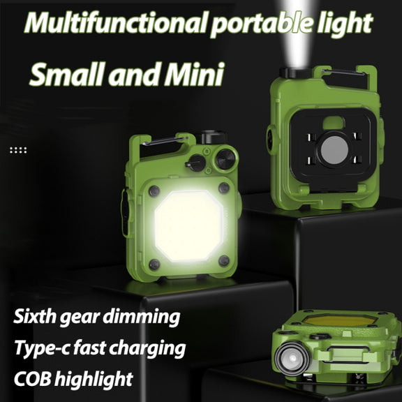 Mini Keychain COB Flashlight USB Rechargeable Magnetic Work Light For Outdoor Camping(Black)