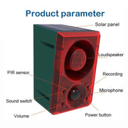 N911N Solar Alarm Infrared Sensor Sound And Light Blast Warning Light Animal Repeller(English Version)