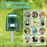 SK698 Solar Powered Animal Repeller 360 Degree Strobe Light Bird Repeller Ultrasonic Rat Repeller(Green)