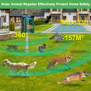 SK698 Solar Powered Animal Repeller 360 Degree Strobe Light Bird Repeller Ultrasonic Rat Repeller(Green)
