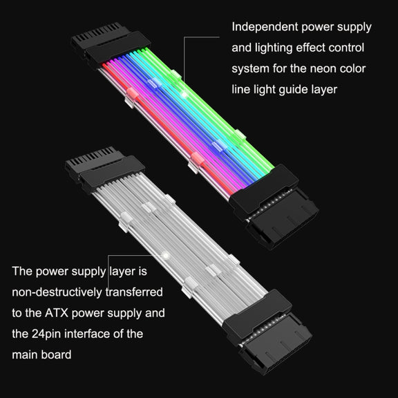 Double 8pin Graphics Card Power Supply Wire Black 5V ARGB Neon Color Line