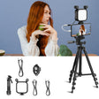 KIT-15LM Tripod Fill Light With Microphone Vlogging Kit  For Live Phone Recording(Black) - Stand by PMC TechLife | Online Shopping South Africa | PMC TechLife | Buy Now Pay Later Mobicred