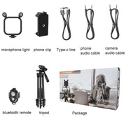 KIT-15LM Tripod Fill Light With Microphone Vlogging Kit  For Live Phone Recording(Black)