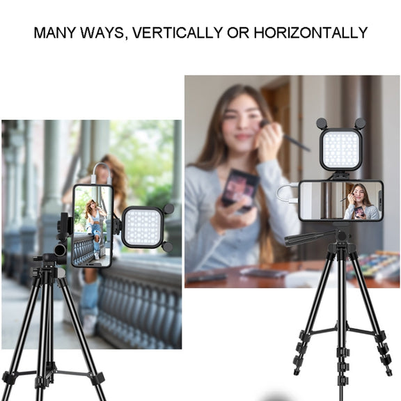 KIT-15LM Tripod Fill Light With Microphone Vlogging Kit  For Live Phone Recording(Black)