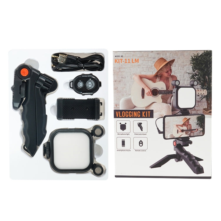 KIT-11LM Tripod Fill Light With Microphone Vlogging Kit For Live Phone Recording(Black)