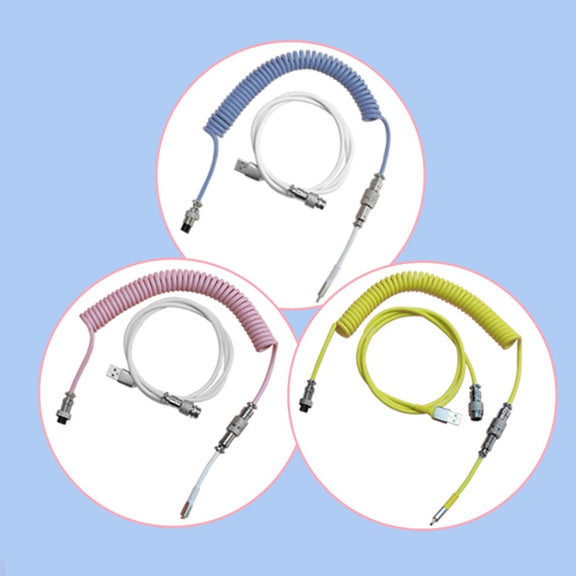 Ajazz AL60 USB To Type-C/USB-C Keyboard Extension Line Single Hole Connector, Cable Length: 2.3m(Peach Pink)