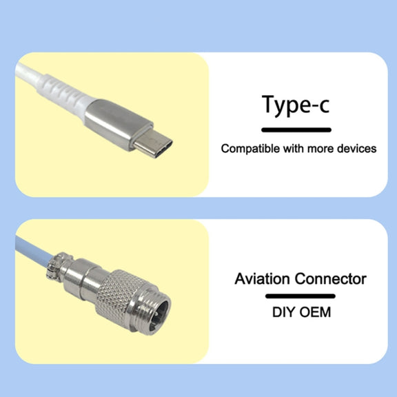 Ajazz AL60 USB To Type-C/USB-C Keyboard Extension Line Single Hole Connector, Cable Length: 2.3m(Peach Pink)