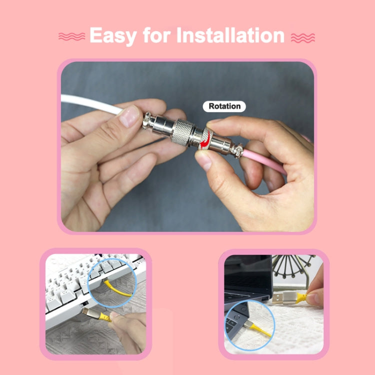 Ajazz AL60 USB To Type-C/USB-C Keyboard Extension Line Single Hole Connector, Cable Length: 2.3m(Peach Pink)