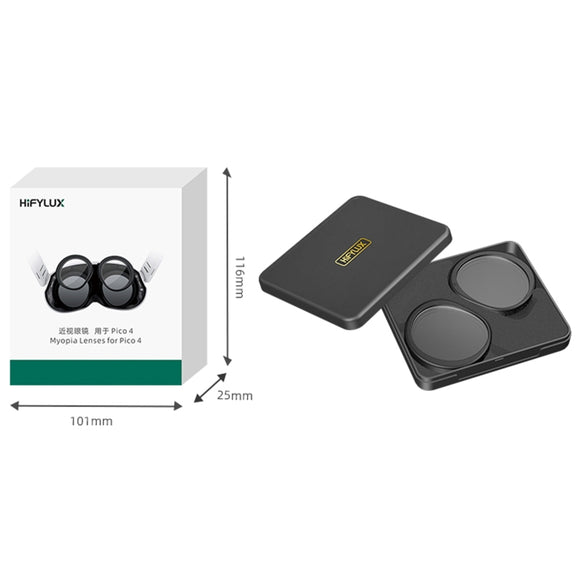For PICO 4 Hifylux PC-QF25 1pair Magnetic Myopia Glasses Box Non-spherical Resin VR Glasses Accessories(100 Degrees)