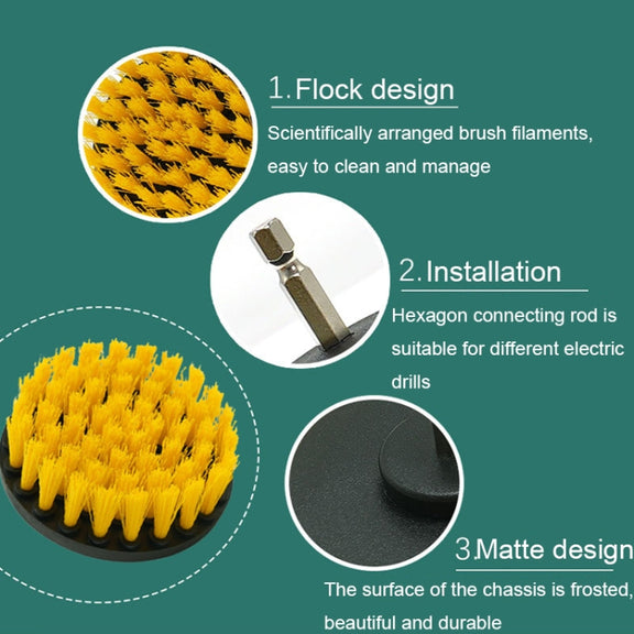 WRS-DS19 9 in 1 Electric Drill Crevice Cleaning Brushes Car Wash Tools Set(9pcs/set)