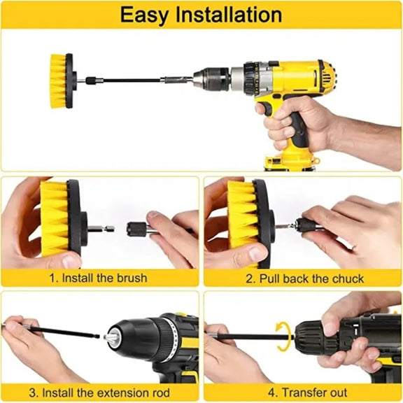 WRS-DS19 9 in 1 Electric Drill Crevice Cleaning Brushes Car Wash Tools Set(9pcs/set)