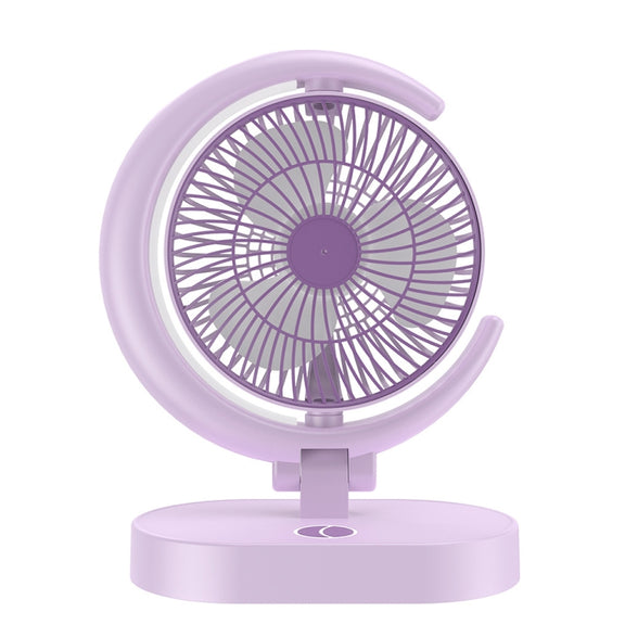 LF-002 Mini USB Rechargeable Light Desktop Fan Rotatable Night Light Silent Fan(Purple)