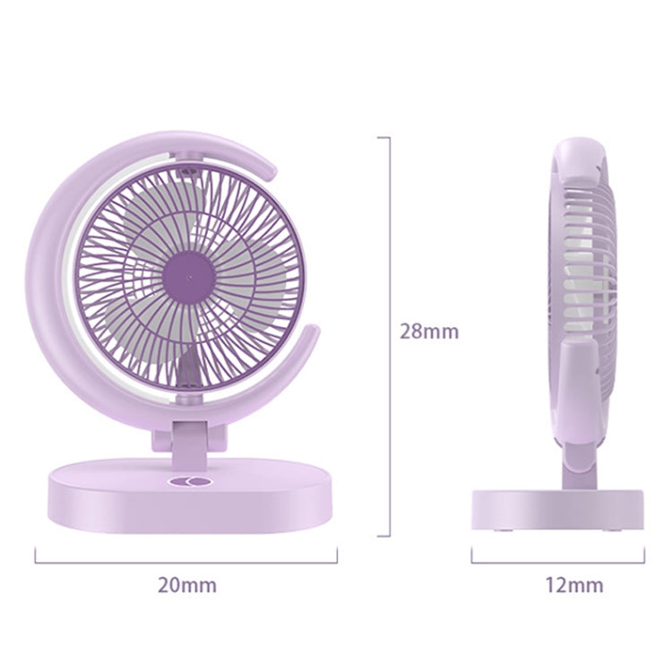 LF-002 Mini USB Rechargeable Light Desktop Fan Rotatable Night Light Silent Fan(Purple)