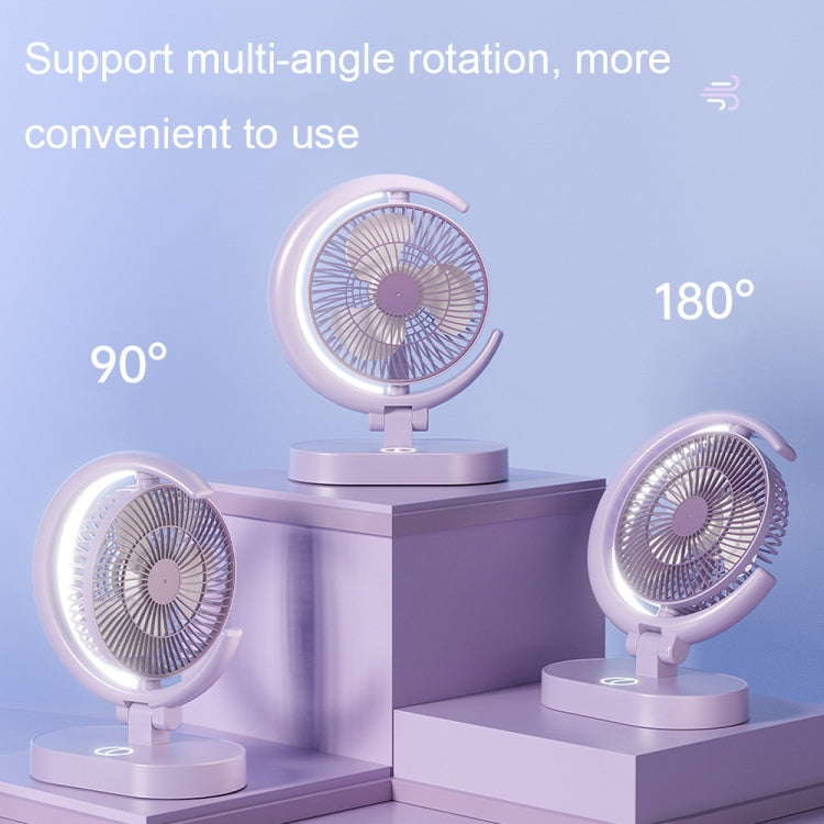 LF-002 Mini USB Rechargeable Light Desktop Fan Rotatable Night Light Silent Fan(Purple)