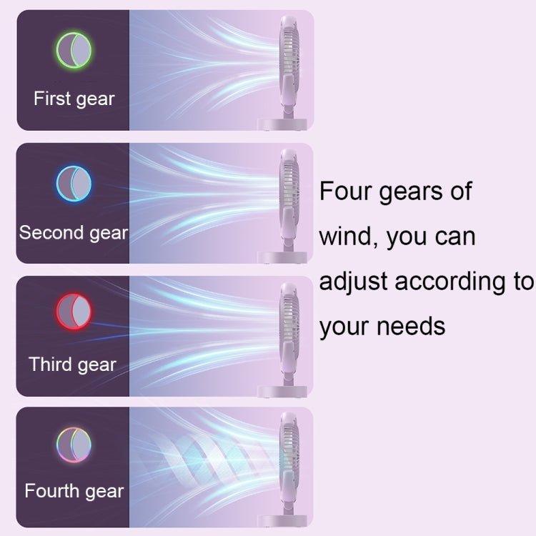 LF-002 Mini USB Rechargeable Light Desktop Fan Rotatable Night Light Silent Fan(Purple)
