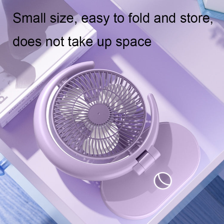 LF-002 Mini USB Rechargeable Light Desktop Fan Rotatable Night Light Silent Fan(Purple)
