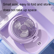 LF-002 Mini USB Rechargeable Light Desktop Fan Rotatable Night Light Silent Fan(Purple)