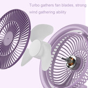 LF-002 Mini USB Rechargeable Light Desktop Fan Rotatable Night Light Silent Fan(Purple)