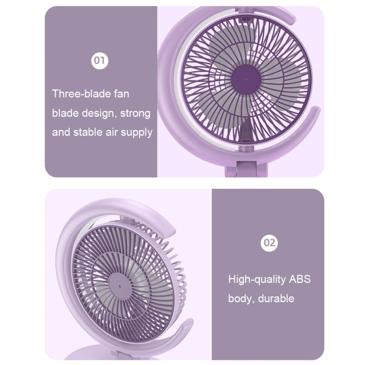LF-002 Mini USB Rechargeable Light Desktop Fan Rotatable Night Light Silent Fan(Purple)
