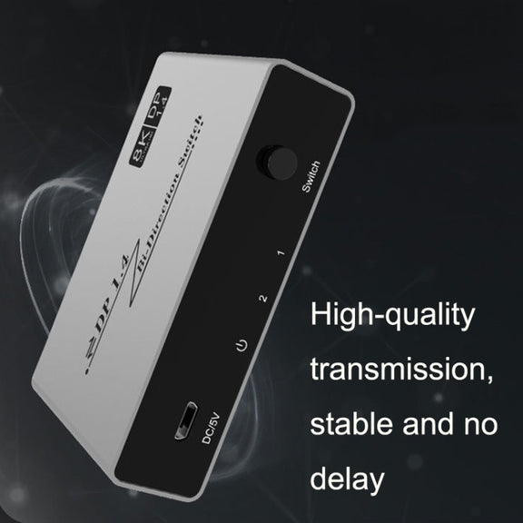 8K 60HZ 1.4V 2 In 1 Out DP Bidirectional Switcher(Grey)