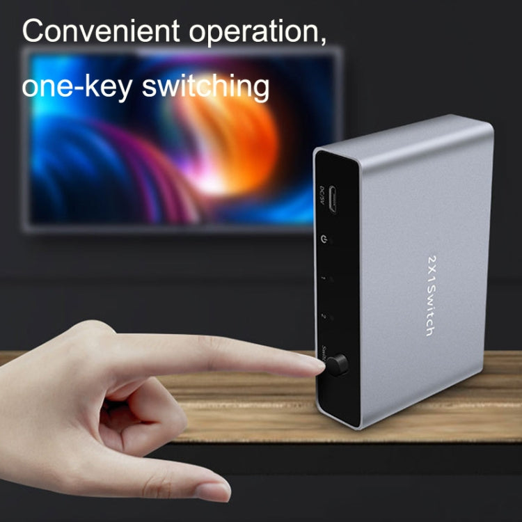 8K 60HZ 1.4V 2 In 1 Out DP Bidirectional Switcher(Grey)