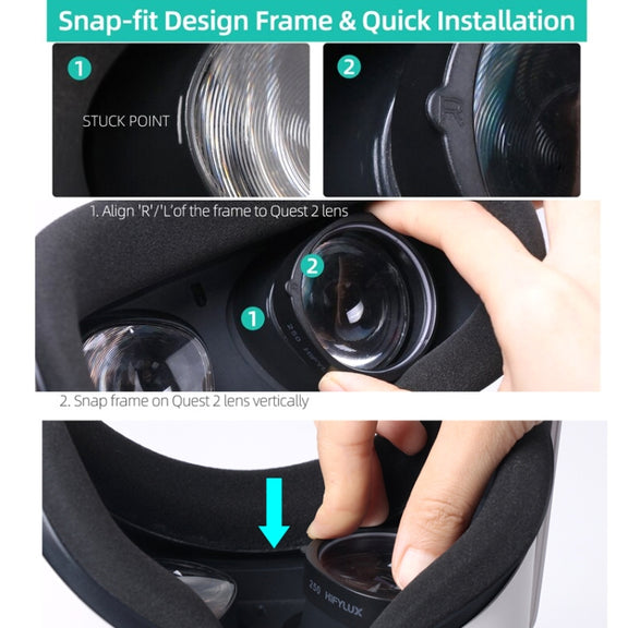 For Oculus Quest 2 Hifylux Q2-QF11 1pair Myopia Lens Frame Aspheric Resin VR Glasses Accessories(400 Degrees)