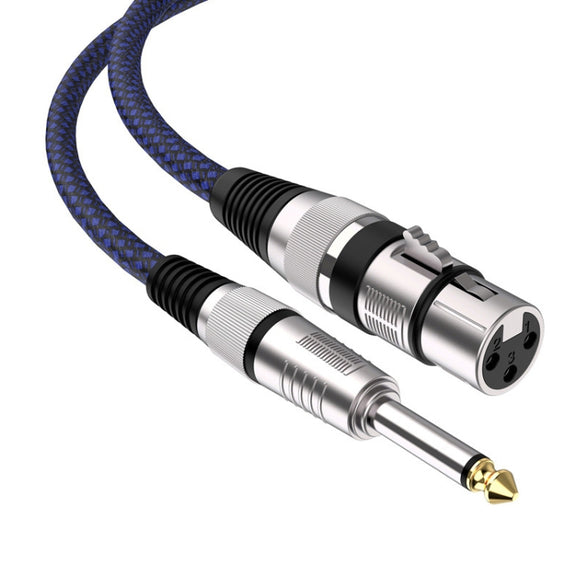 10m Blue and Black Net TRS 6.35mm Male To Caron Female Microphone XLR Balance Cable