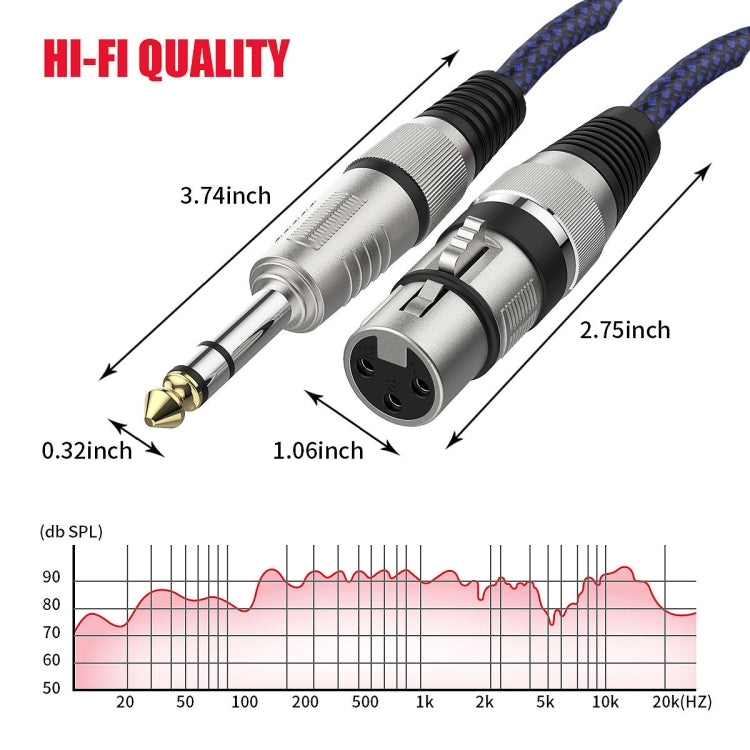 10m Blue and Black Net TRS 6.35mm Male To Caron Female Microphone XLR Balance Cable