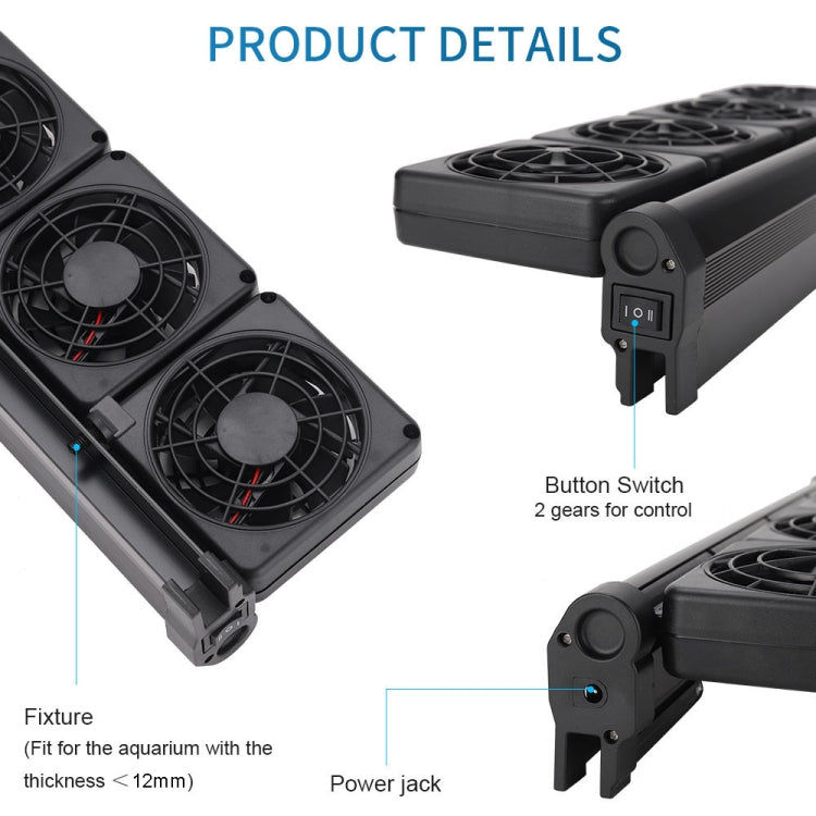 Fish Tank Cooling Fan Cooling Silent Aquarium Fan, Specification: 3 Head US Plug