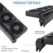 Fish Tank Cooling Fan Cooling Silent Aquarium Fan, Specification: 3 Head UK Plug