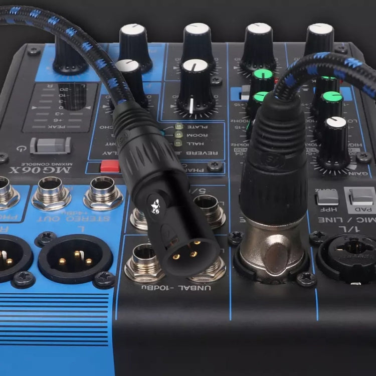 KN006 5m Male To Female Canon Line Audio Cable Microphone Power Amplifier XLR Cable(Black Blue)