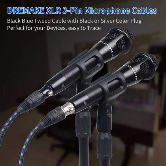 KN006 5m Male To Female Canon Line Audio Cable Microphone Power Amplifier XLR Cable(Black Blue)