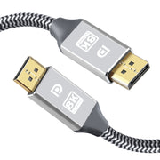 5m 1.4 Version DP Cable Gold-Plated Interface 8K High-Definition Display Computer Cable 30AWG OD:6.3MM With Nylon Mesh(Silver)