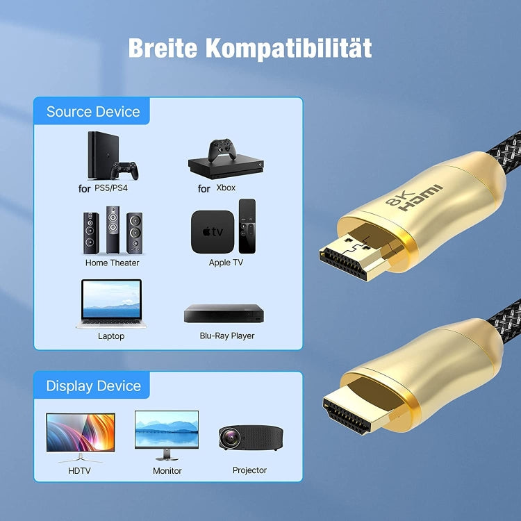CO-HD801 1m HDMI 2.1 Version 8K 60Hz For PS4 Cable Projector Notebook Set-Top Box Cable(Gold)