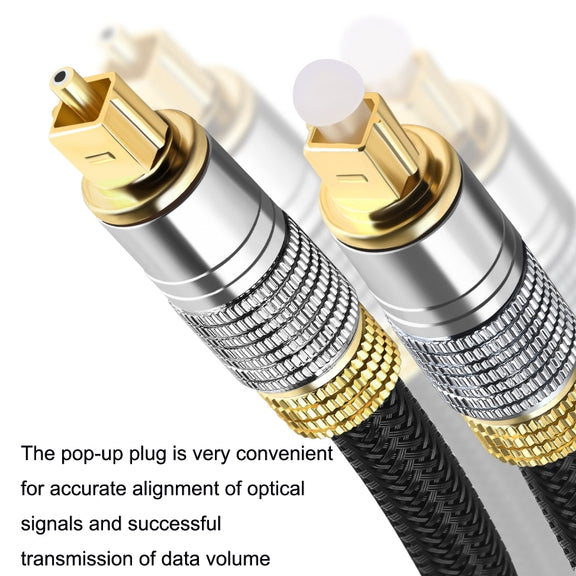CO-TOS101 1.5m Optical Fiber Audio Cable Speaker Power Amplifier Digital Audiophile Square To Square Signal Cable(Bright Gold Plated)