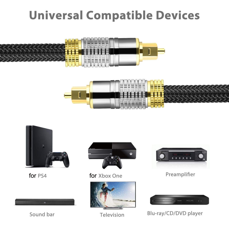 CO-TOS101 5m Optical Fiber Audio Cable Speaker Power Amplifier Digital Audiophile Square To Square Signal Cable(Bright Gold Plated)