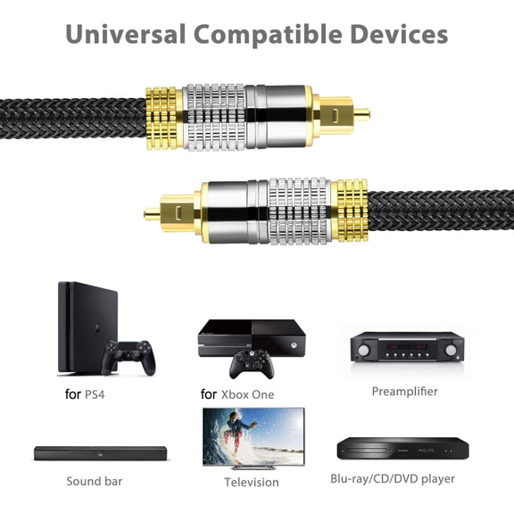 CO-TOS101 5m Optical Fiber Audio Cable Speaker Power Amplifier Digital Audiophile Square To Square Signal Cable(Bright Gold Plated)