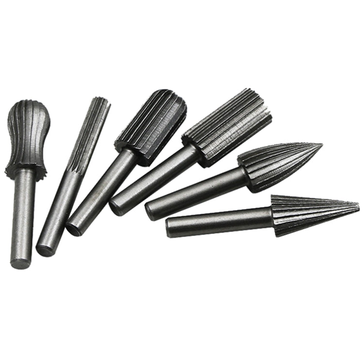 Hard High Carbon Steel Rotary Carving Knife Abrasive Processing Grinding Head Set(6pcs/set)