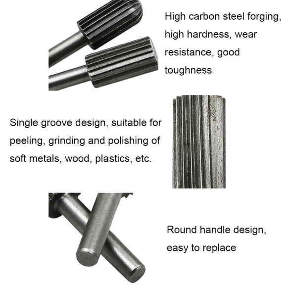 Hard High Carbon Steel Rotary Carving Knife Abrasive Processing Grinding Head Set(6pcs/set)