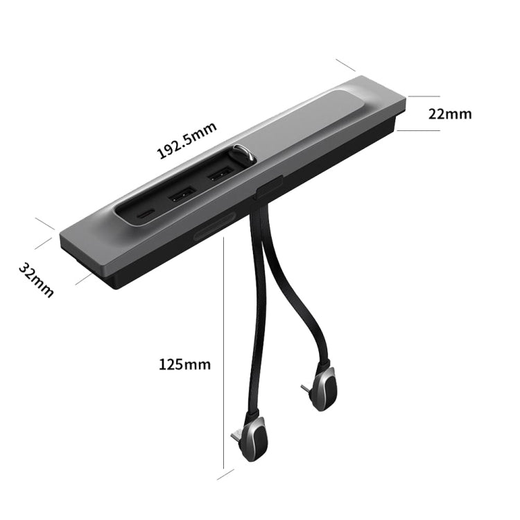 For Tesla Model 3/Y Car T09 Center Console 27W 3-in-1 USB Hub Docking Station(Gray Black)