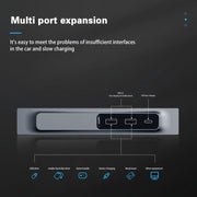 For Tesla Model 3/Y Car T09 Center Console 27W 3-in-1 USB Hub Docking Station(Gray Black)
