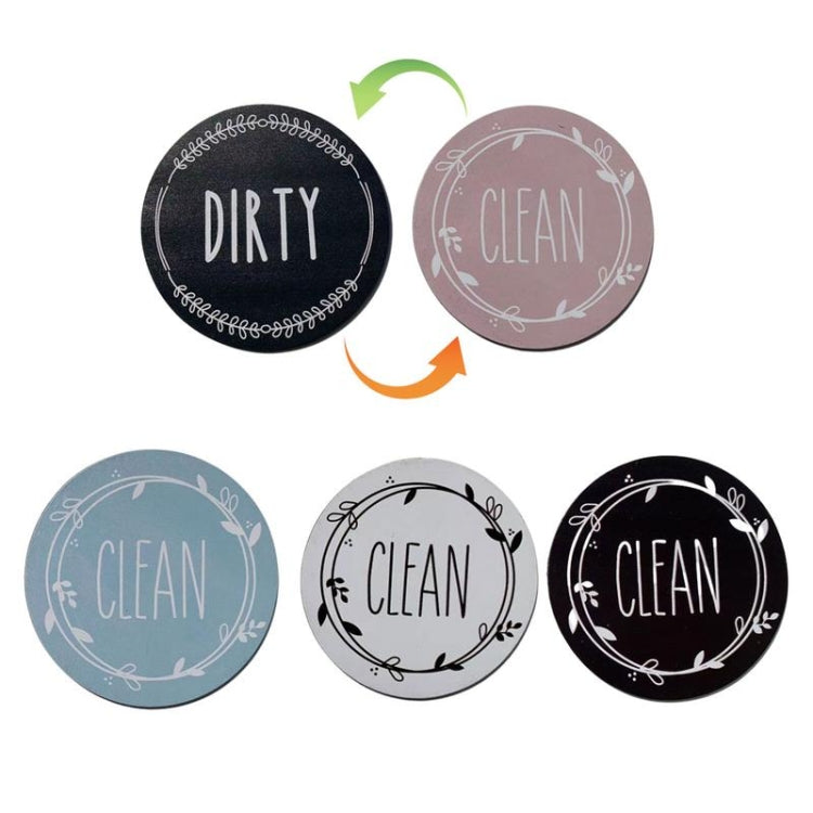 Dishwasher Round Magnet Clean Dirty Sign Double-Sided Dishwasher Magnet Cover(Black White)