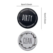 Dishwasher Round Magnet Clean Dirty Sign Double-Sided Dishwasher Magnet Cover(Black Blue)