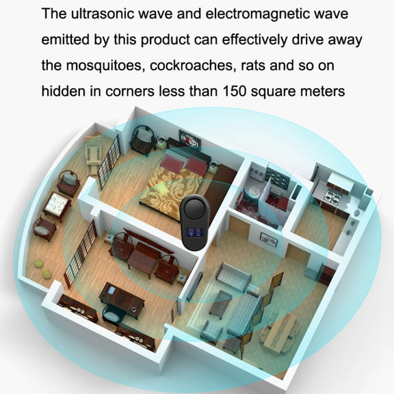 High Power Display Ultrasonic Mouse Repellent Mosquito Repellent Home Intelligent Insect Repellent EU Plug(White)
