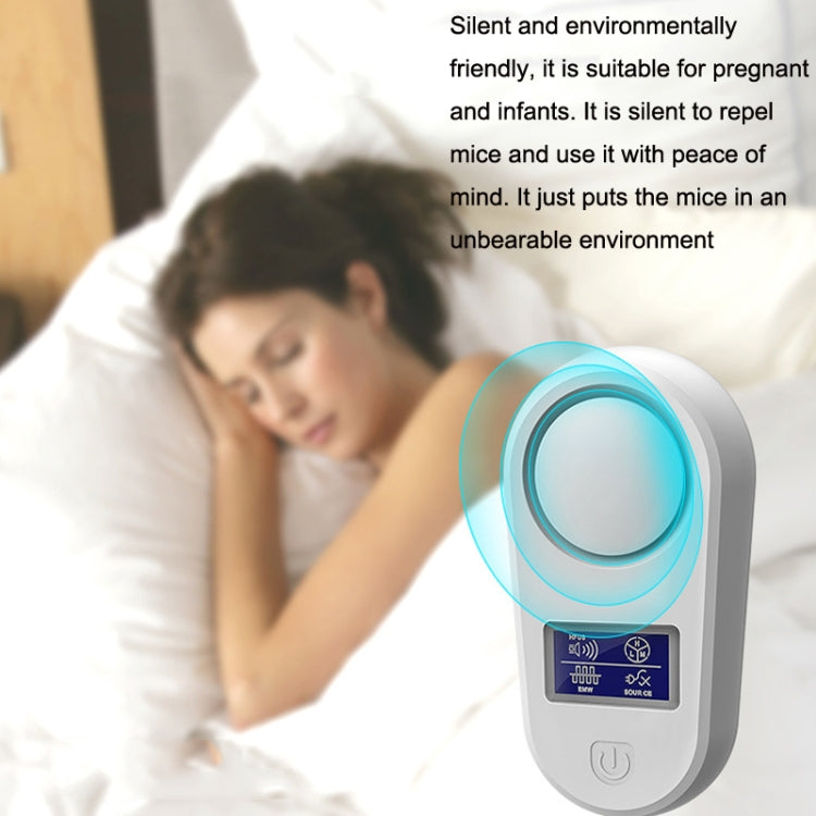 High Power Display Ultrasonic Mouse Repellent Mosquito Repellent Home Intelligent Insect Repellent EU Plug(White)