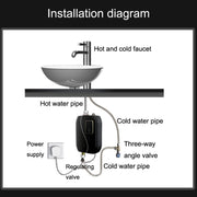 Instant Water Heater Mini Kitchen Quick Heater Household Hand Washing Water Heater EU  Plug(Black)