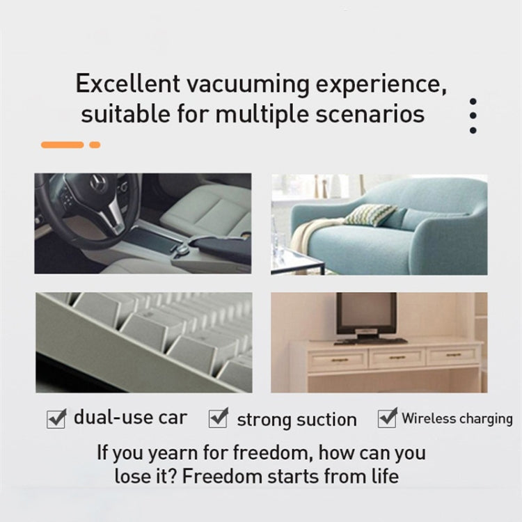 Small Wireless Charging Car Vacuum Cleaner Handheld High Power Vacuum Cleaner, Sort by color: 117CD-White