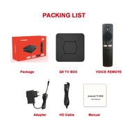Q5 TV Set-Top Box 2G+8G Dual WiFi+Bluetooth Voice Remote HD Player(UK Plug)