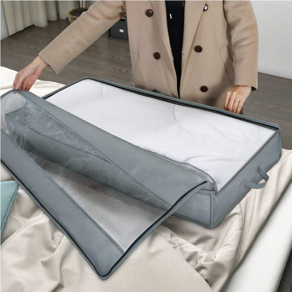 Non-Woven Quilt Storage Bag Home Dustproof Finishing Bag Moving Packing Bag 100 x 50 x 15cm(Light Gray)